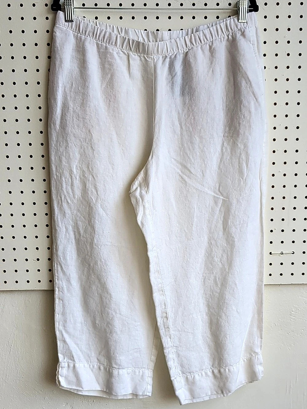 J Jill Woman's Linen Cropped Pants in White